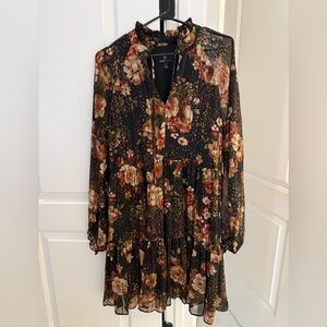 Ronni Nicole Black Floral Long Sleeve Dress